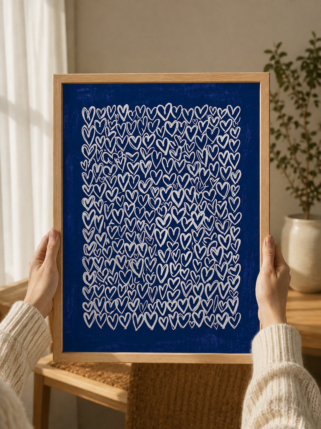 Cobalt Heart Wall Art - Wall Art Decor - detail view - cobalt heart wall art, blue heart art print