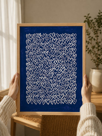 Cobalt Heart Wall Art - Wall Art Decor - detail view - cobalt heart wall art, blue heart art print