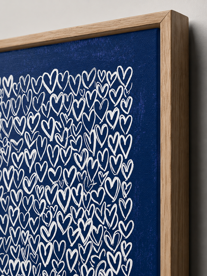 Cobalt Heart Wall Art - Wall Art Decor - lifestyle shot - cobalt heart wall art, blue heart art print