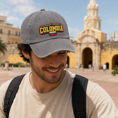 Colombia Embroidered Washed Cap - Washed Cap - detail