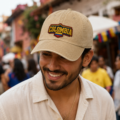 Colombia Embroidered Washed Cap - Washed Cap - side view