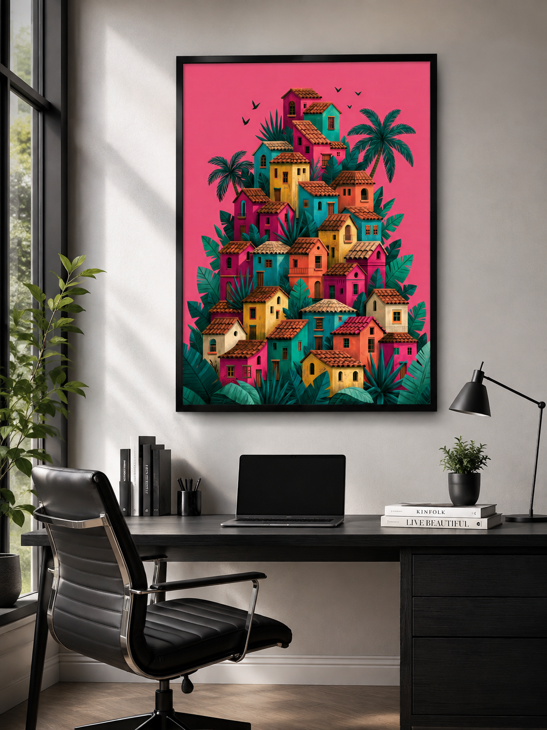 Póster de Pueblo Mexicano - Wall Art Decor - close-up - colorful mexican village wall art, mexican village art print