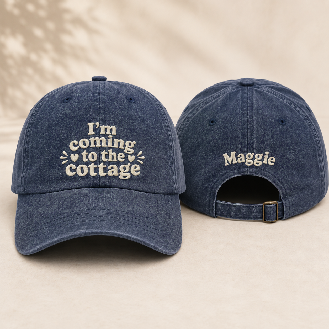 Coming to the Cottage Embroidered Washed Cap - Washed Cap - front view