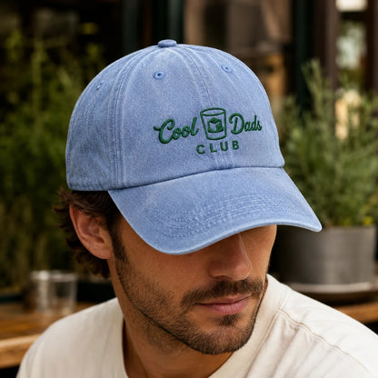 Cool Dads Club Embroidered Coffee Washed Cap - washed cap - detail