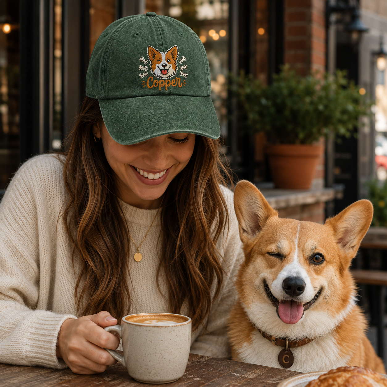 Copper Dog Embroidered Washed Cap - Washed Cap - detail