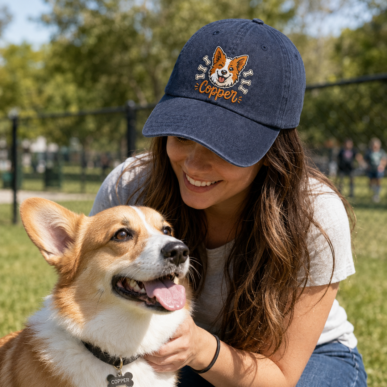 Copper Dog Embroidered Washed Cap - Washed Cap - side view