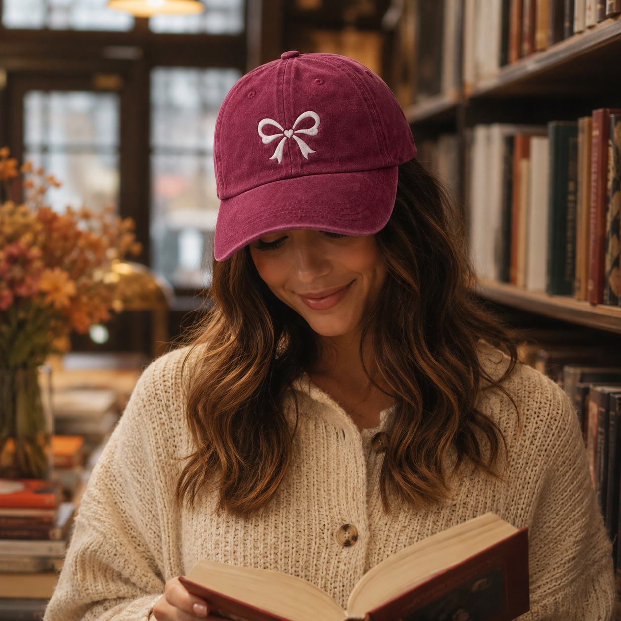 Coquette Bow Embroidered Washed Cap - Washed Cap - detail