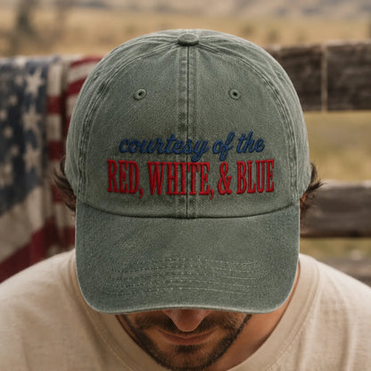 Courtesy Red White Blue Washed Cap - washed cap - close up