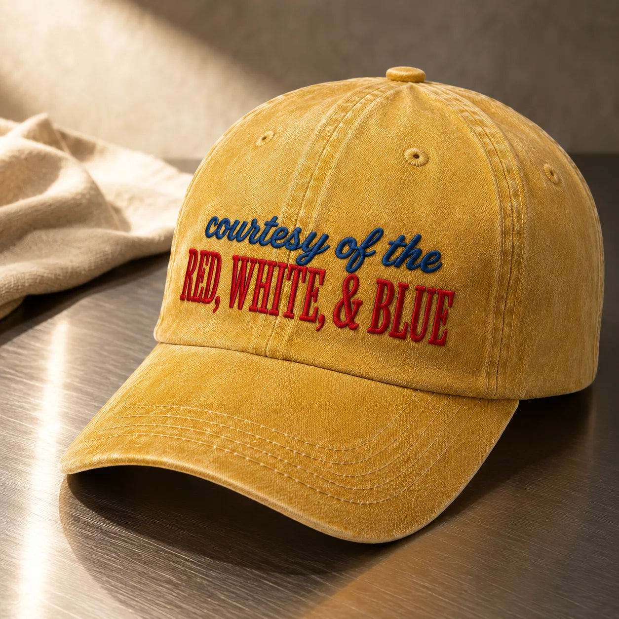 Courtesy Red White Blue Washed Cap - washed cap - in use