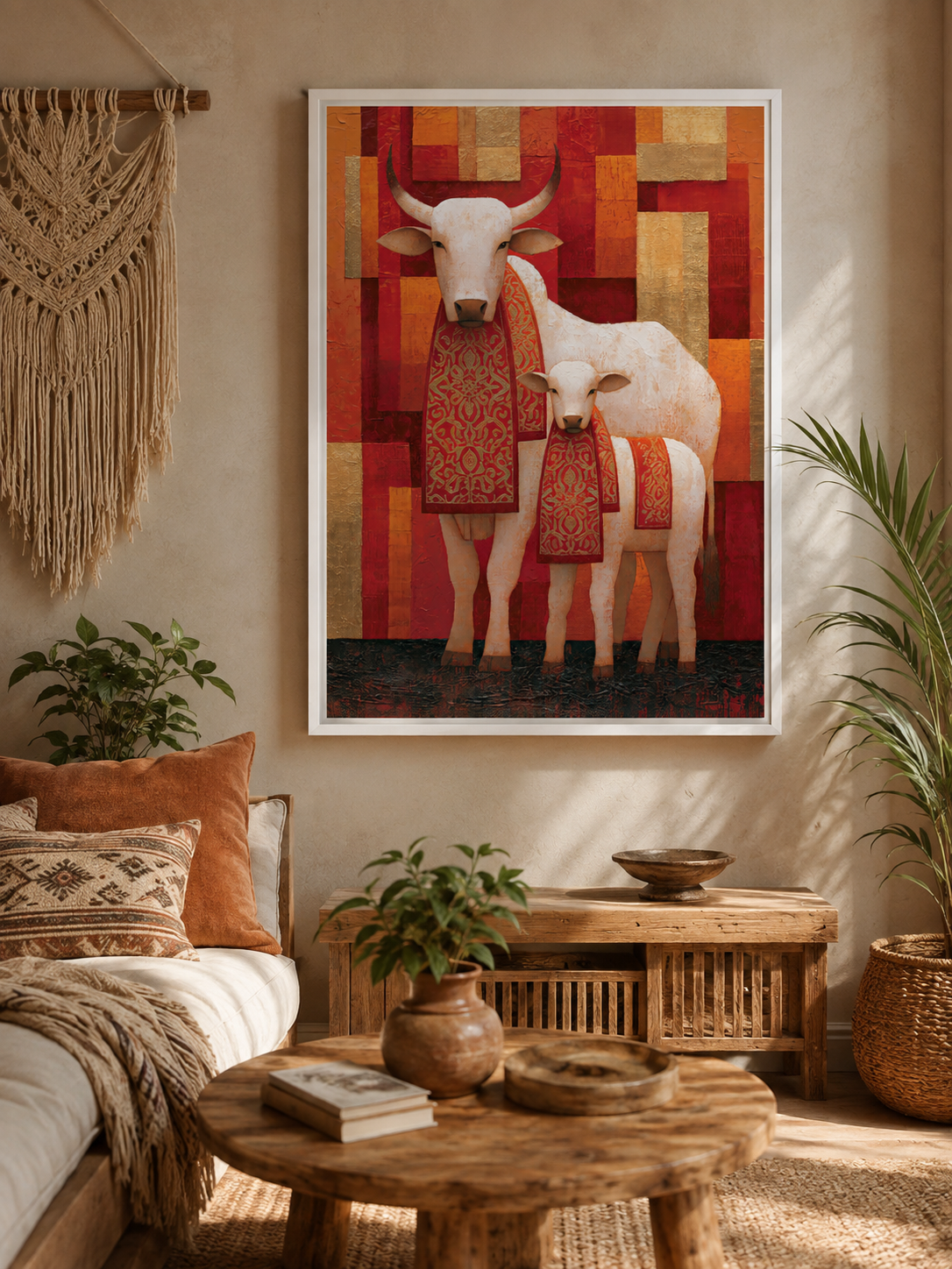 Cow and Calf Wall Art - Wall Art Decor - close-up - cow and calf wall art, cattle art print