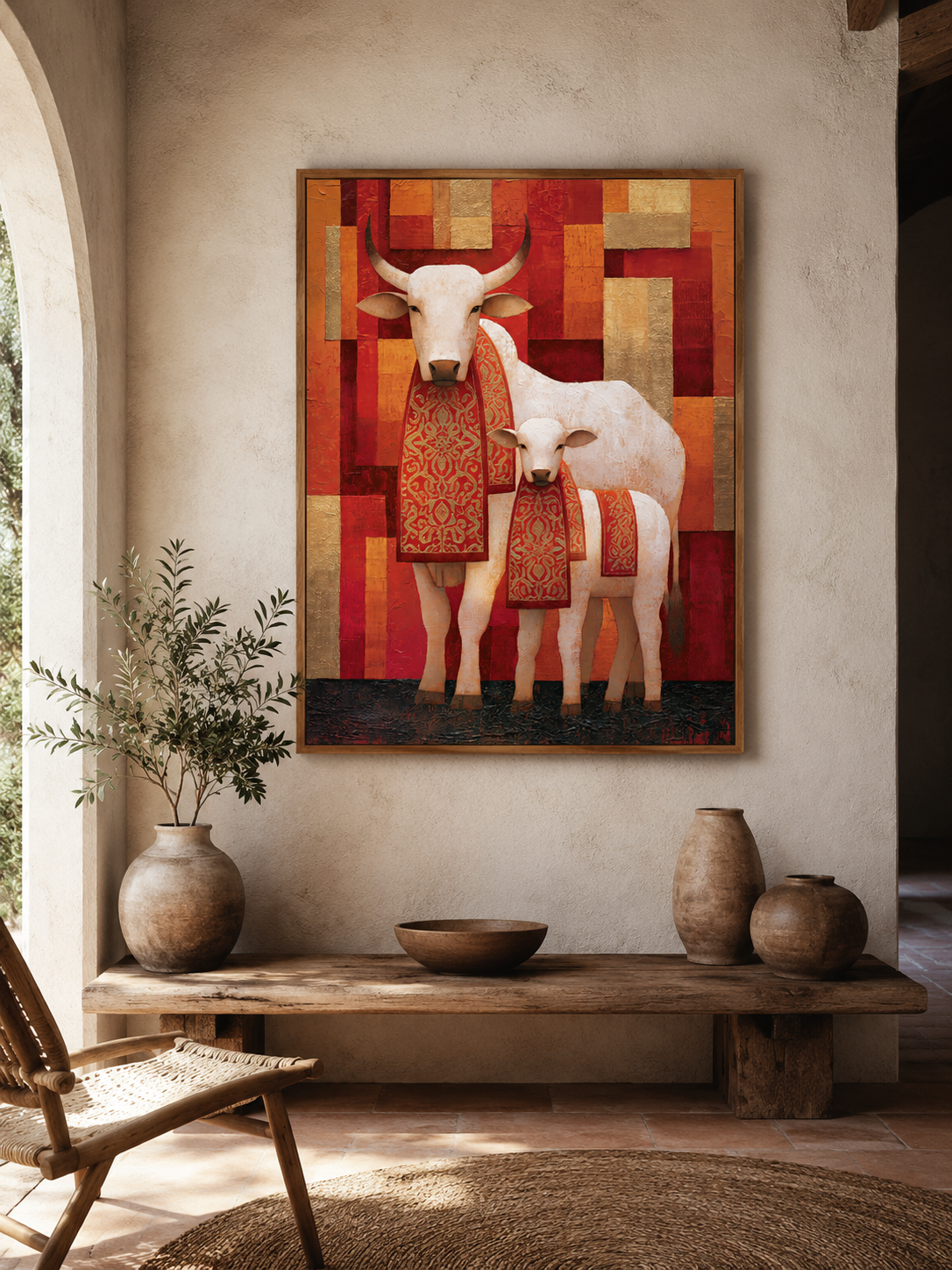 Cow and Calf Wall Art - Wall Art Decor - alternate angle - cow and calf wall art, cattle art print