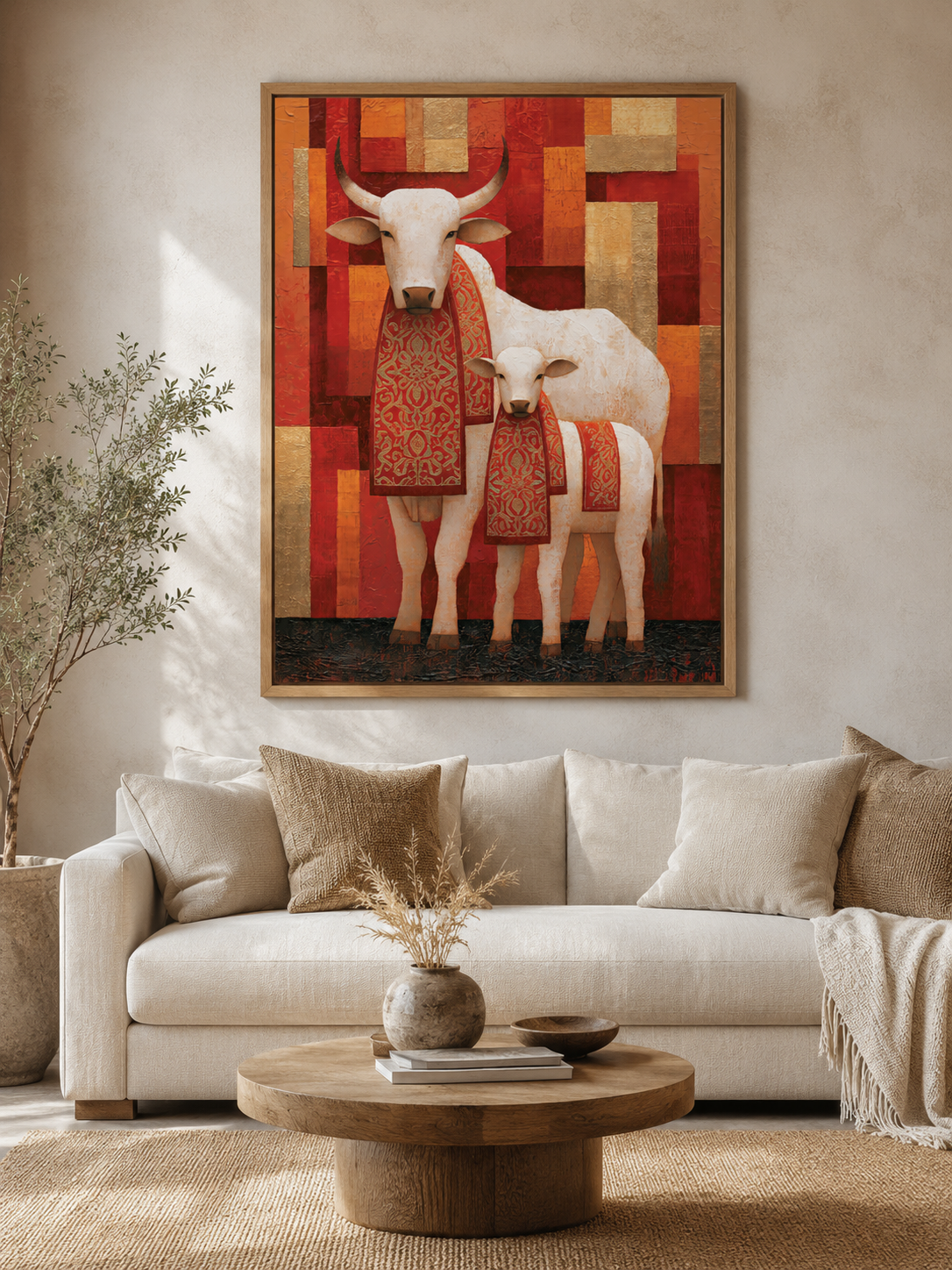 Cow and Calf Wall Art - Wall Art Decor - detail view - cow and calf wall art, cattle art print