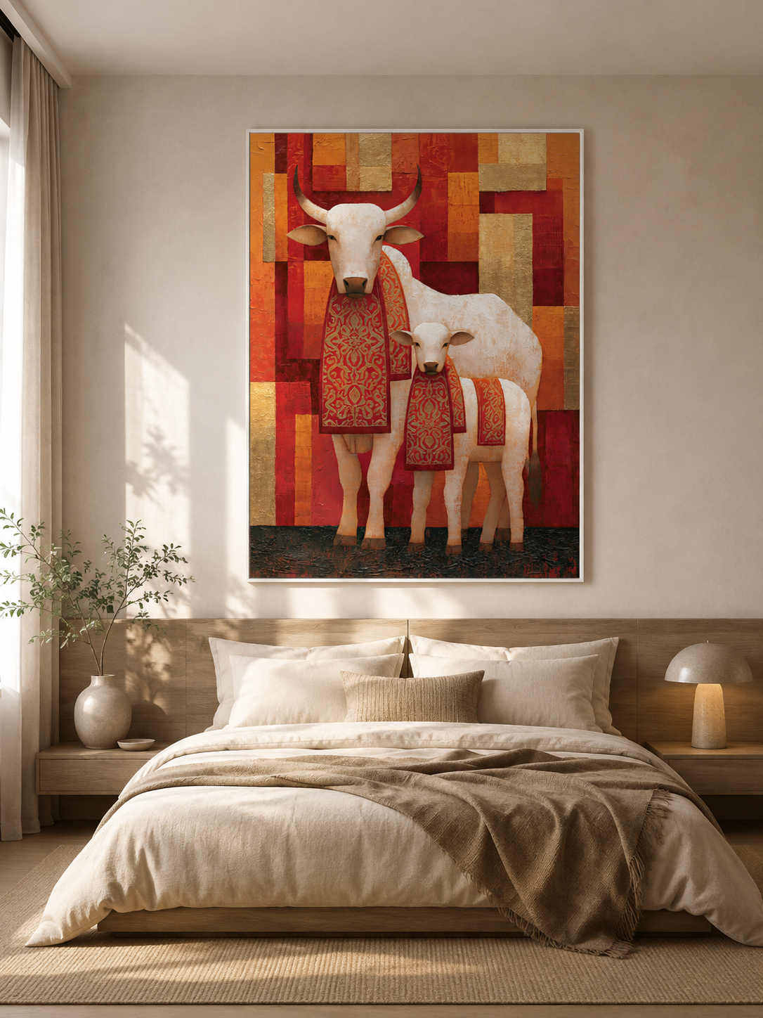 Cow and Calf Wall Art - Wall Art Decor - lifestyle shot - cow and calf wall art, cattle art print