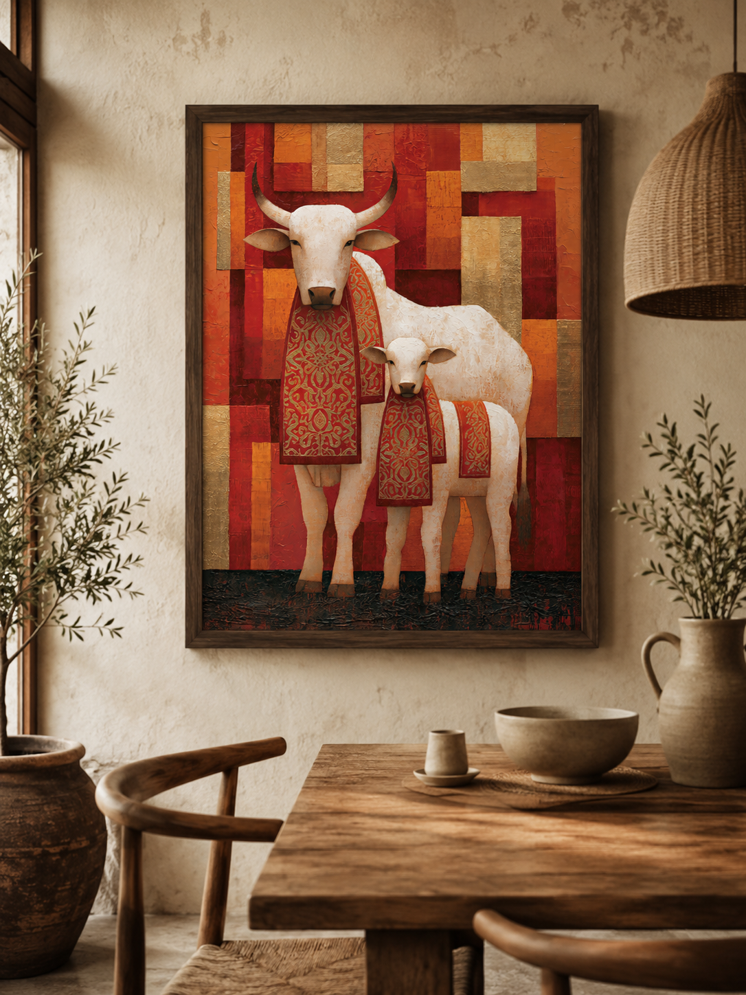 Cow and Calf Wall Art - Wall Art Decor - close-up - cow and calf wall art, cattle art print