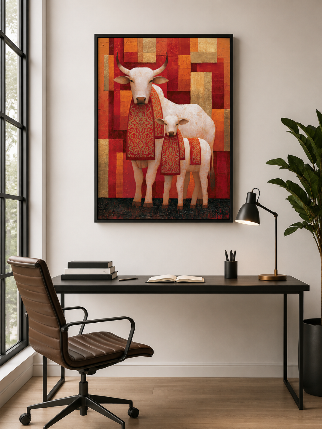 Cow and Calf Wall Art - Wall Art Decor - alternate angle - cow and calf wall art, cattle art print