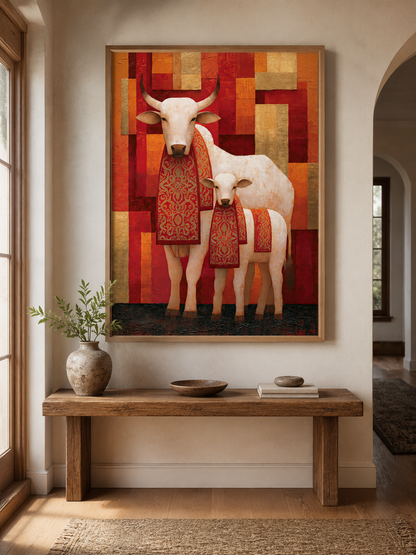 Cow and Calf Wall Art - Wall Art Decor - packaging - cow and calf wall art, cattle art print