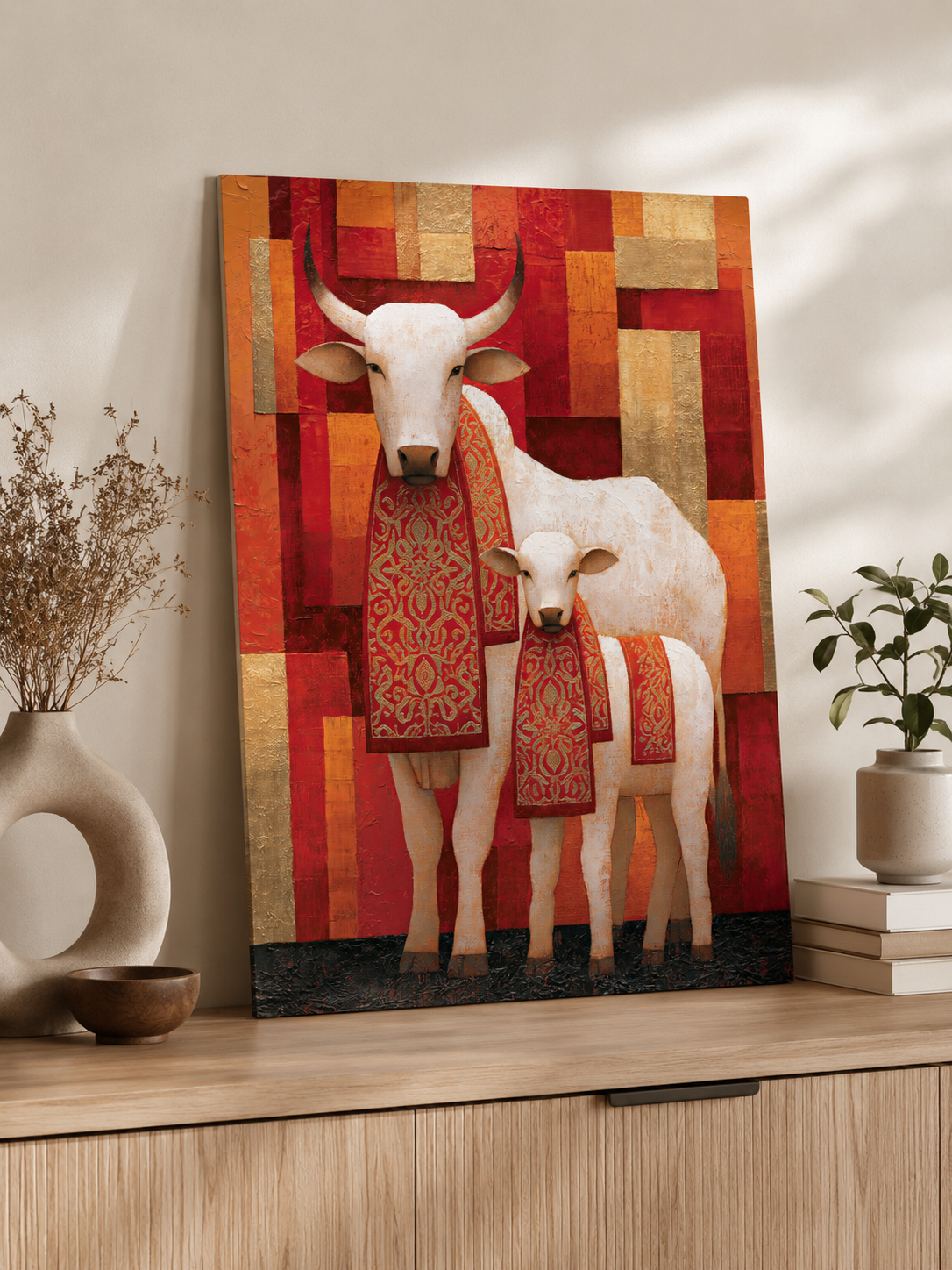 Cow and Calf Wall Art - Wall Art Decor - front view - cow and calf wall art, cattle art print
