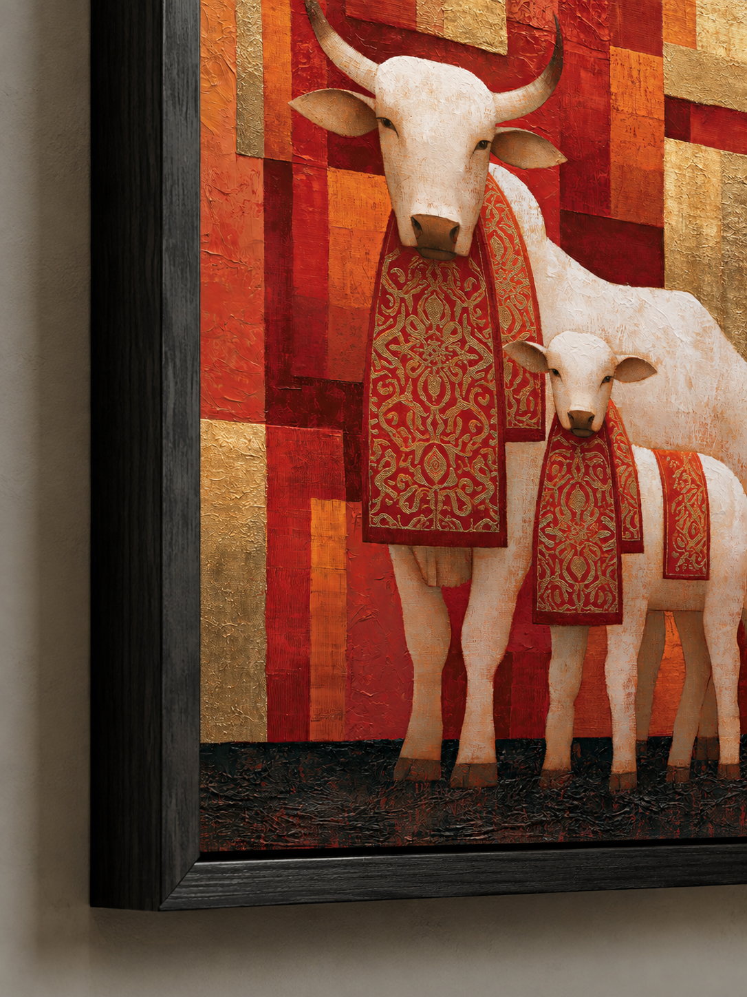Cow and Calf Wall Art - Wall Art Decor - detail view - cow and calf wall art, cattle art print