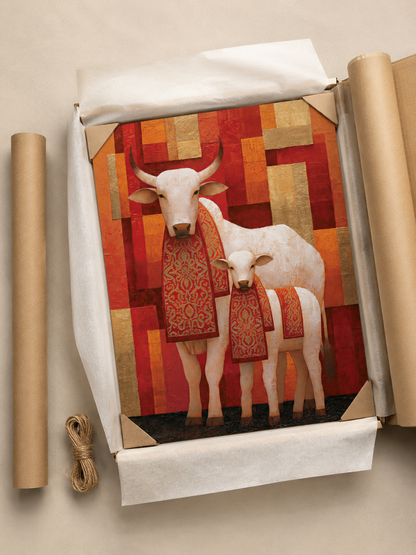 Cow and Calf Wall Art - Wall Art Decor - lifestyle shot - cow and calf wall art, cattle art print