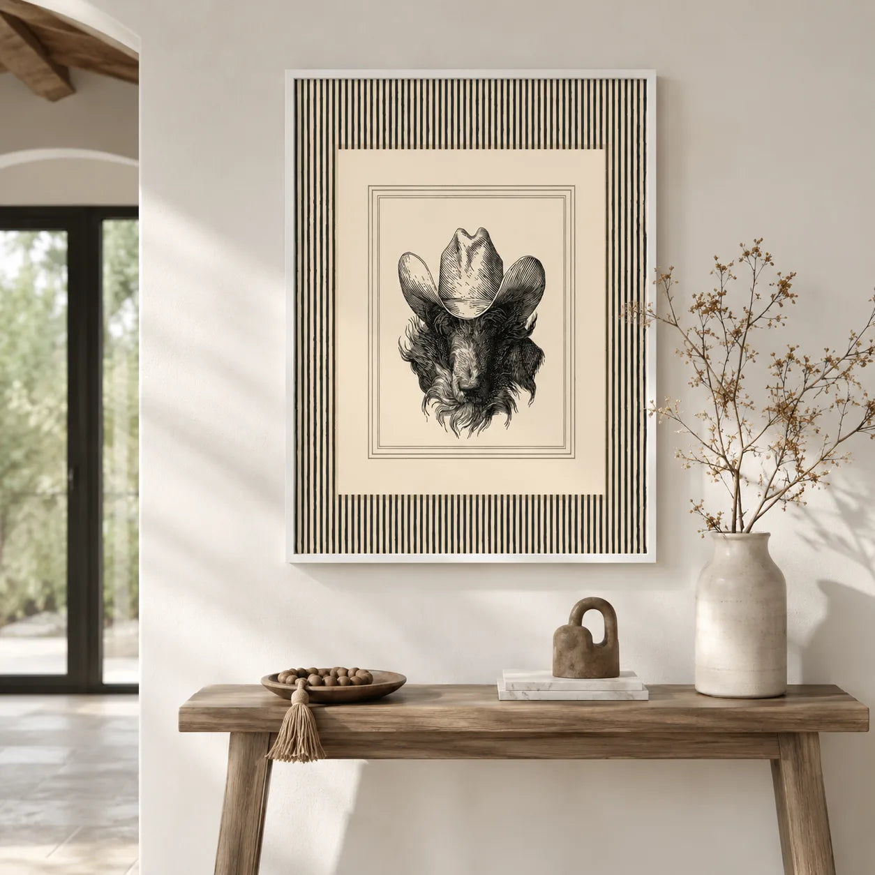 Cowboy Bison Portrait Wall Art Decor - Wall Art Decor - alternate angle