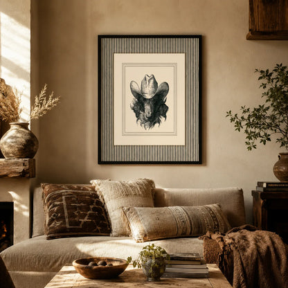 Cowboy Bison Portrait Wall Art Decor - Wall Art Decor - in use
