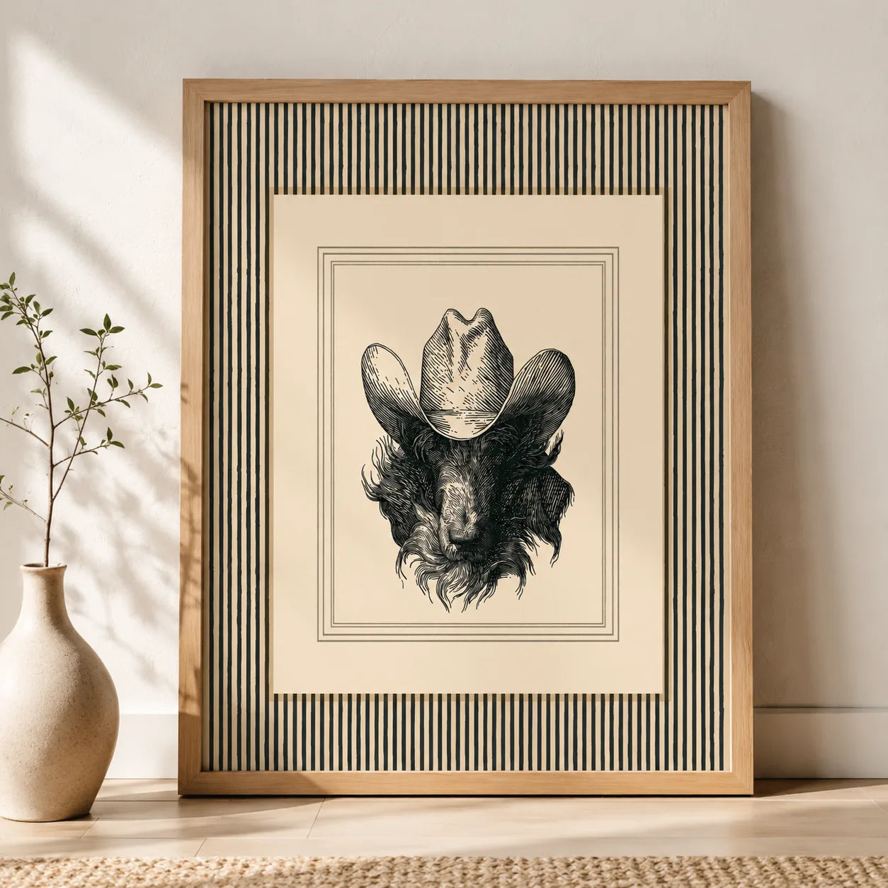 Cowboy Bison Portrait Wall Art Decor - Wall Art Decor - side view