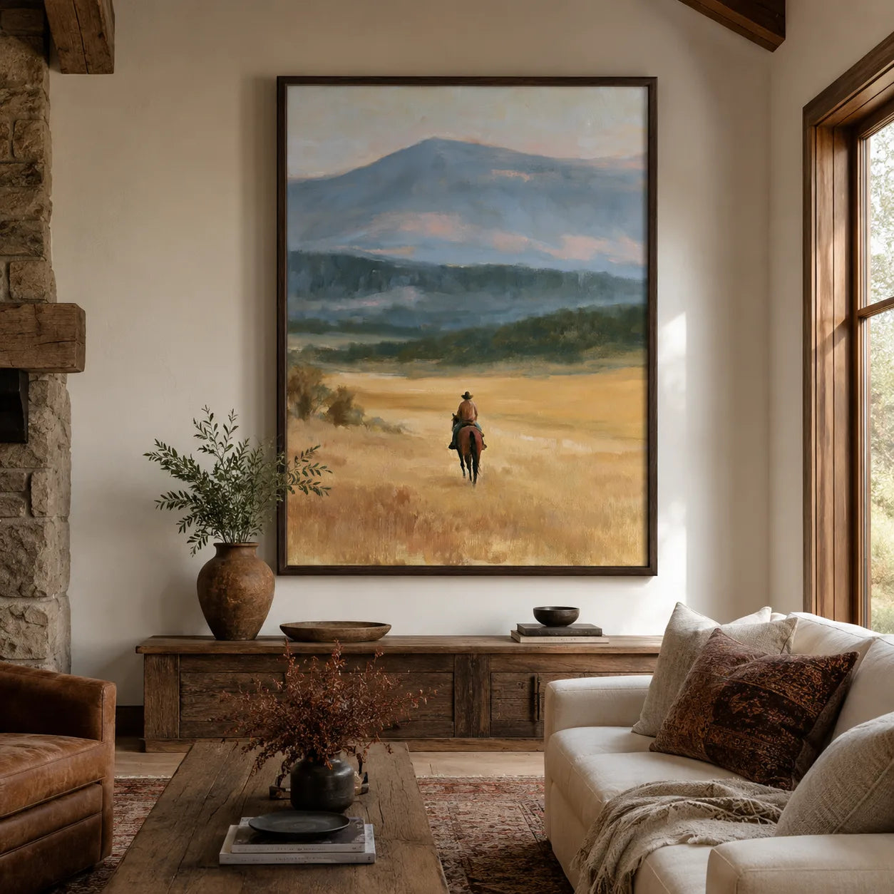 Cowboy Mountain Landscape Wall Art Decor - Wall Art Decor - detail