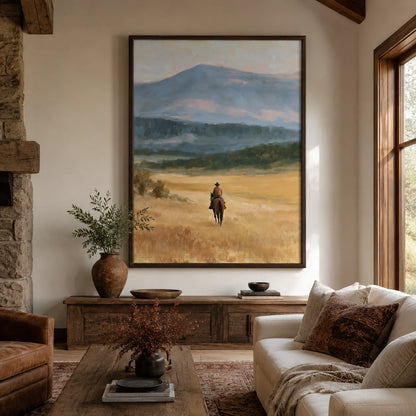 Cowboy Mountain Landscape Wall Art Decor - Wall Art Decor - detail