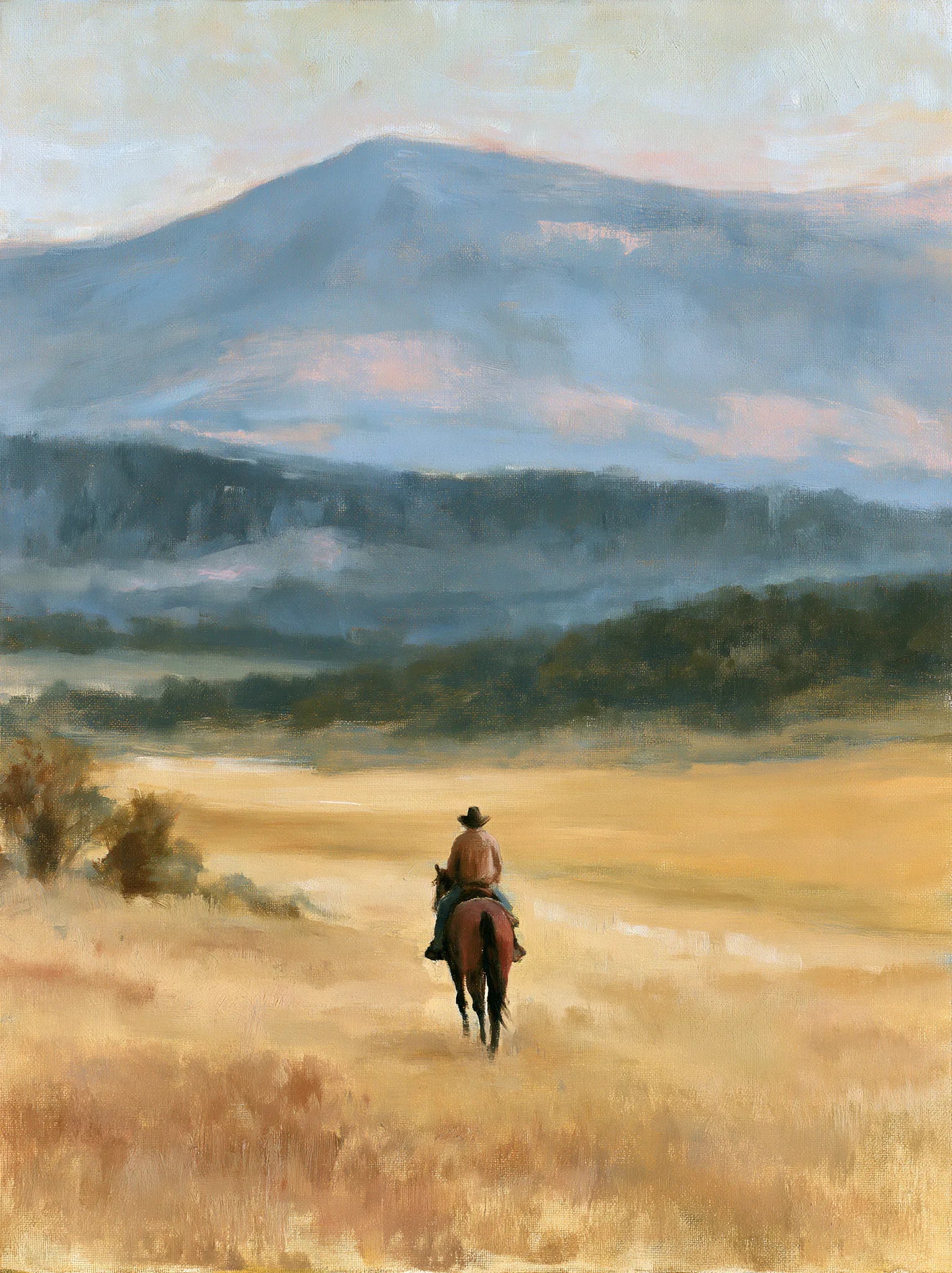 Cowboy Mountain Landscape Wall Art Decor - Wall Art Decor - front view