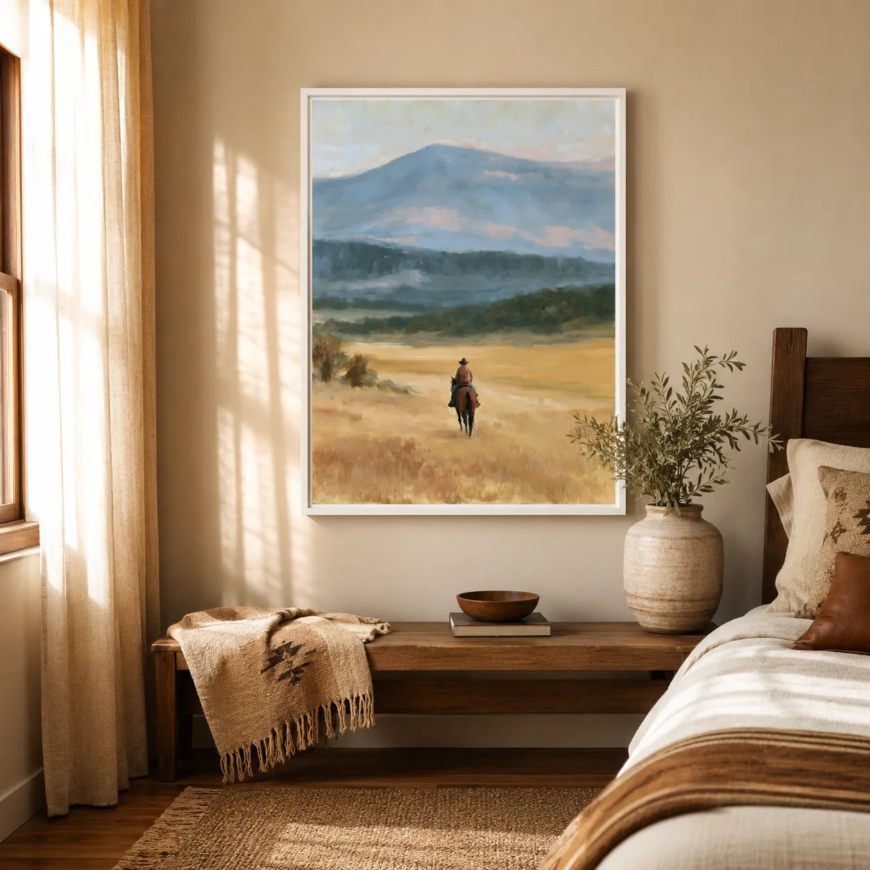 Cowboy Mountain Landscape Wall Art Decor - Wall Art Decor - in use