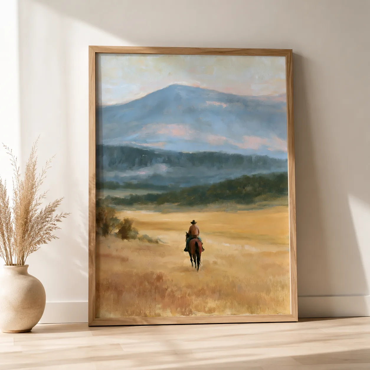 Cowboy Mountain Landscape Wall Art Decor - Wall Art Decor - side view