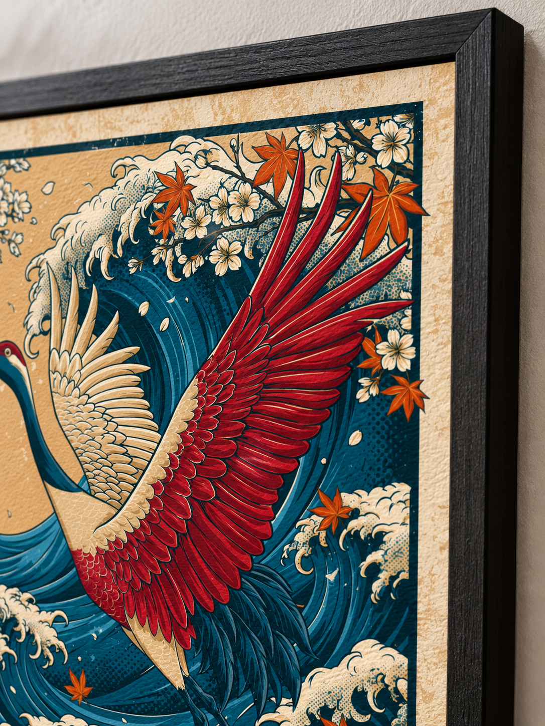 Crane Over the Waves Ukiyo-e Print - Wall Art Decor - packaging - crane wave ukiyo-e print, japanese crane wall art
