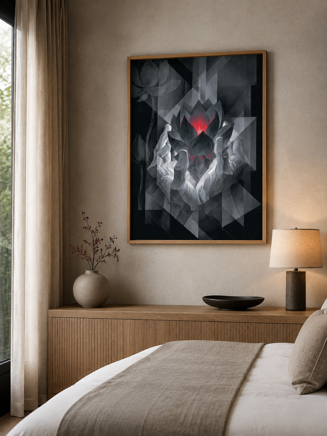 Crimson Lotus Wall Art - Wall Art Decor - close-up - crimson lotus wall art, dark lotus art print