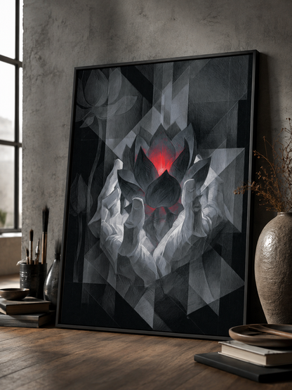 Crimson Lotus Wall Art - Wall Art Decor - alternate angle - crimson lotus wall art, dark lotus art print