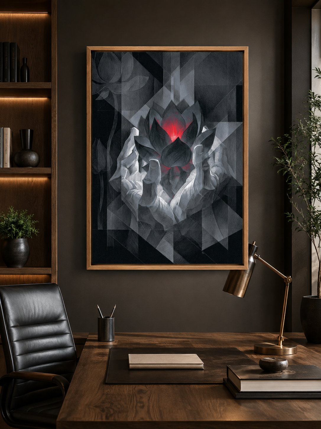 Crimson Lotus Wall Art - Wall Art Decor - close-up - crimson lotus wall art, dark lotus art print