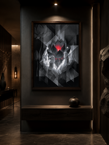 Crimson Lotus Wall Art - Wall Art Decor - alternate angle - crimson lotus wall art, dark lotus art print