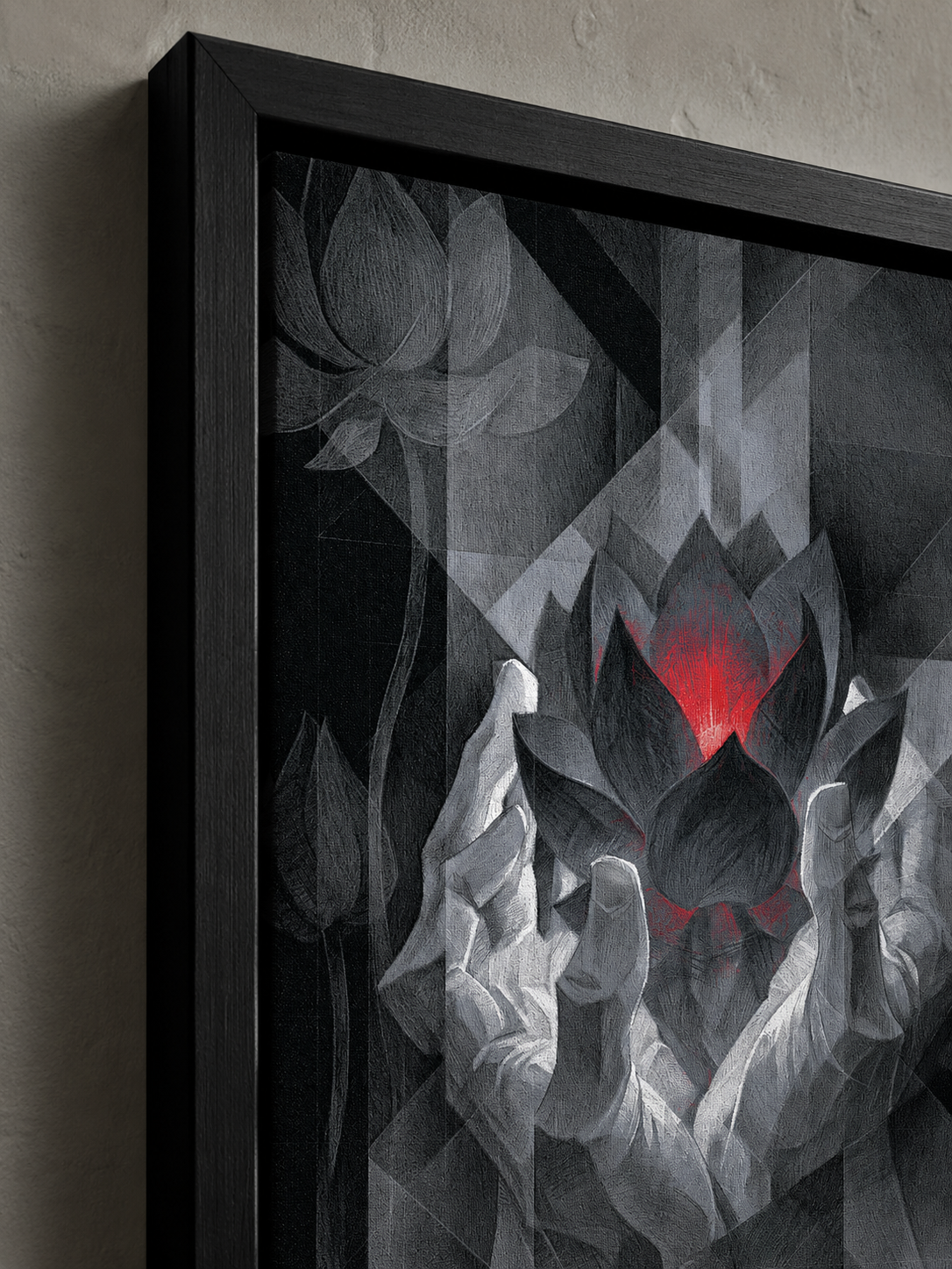 Crimson Lotus Wall Art - Wall Art Decor - front view - crimson lotus wall art, dark lotus art print