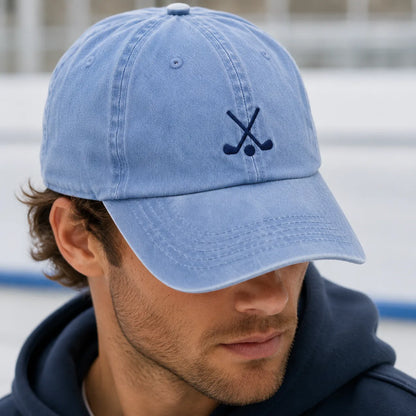 Crossed Clubs Washed Cap - washed cap - side view