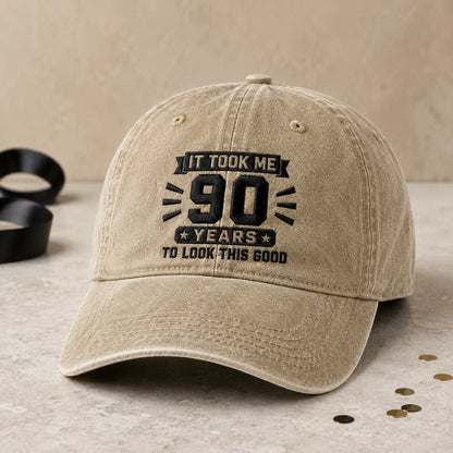 Custom Age Birthday Washed Cap - washed cap - side view