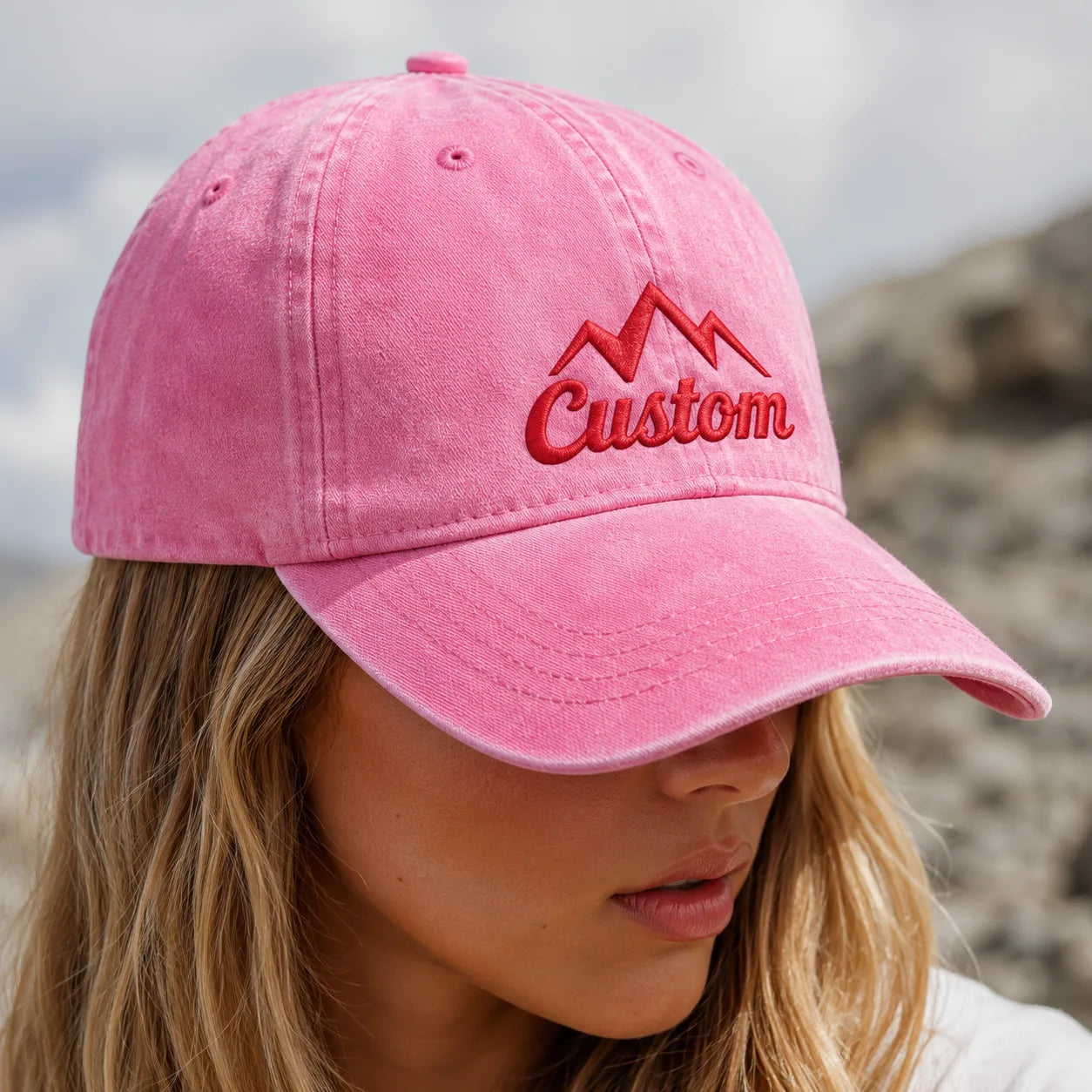 Custom Mountain Washed Cap - washed cap - detail