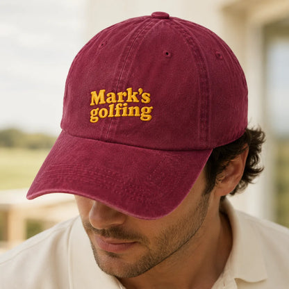 Custom Name Golfing Washed Cap | Personalized Embroidered - washed cap - alternate angle