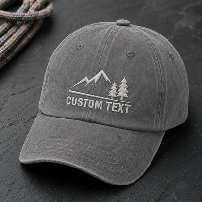Custom Text Mountain Washed Cap - washed cap - alternate angle