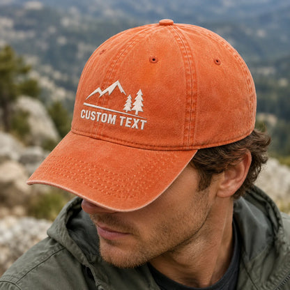 Custom Text Mountain Washed Cap - washed cap - packaging