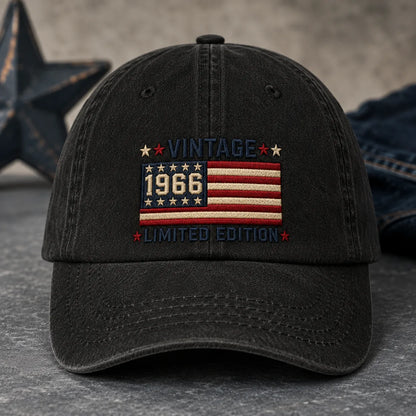 Custom Vintage Birth Year American Flag Washed Cap - washed cap - lifestyle