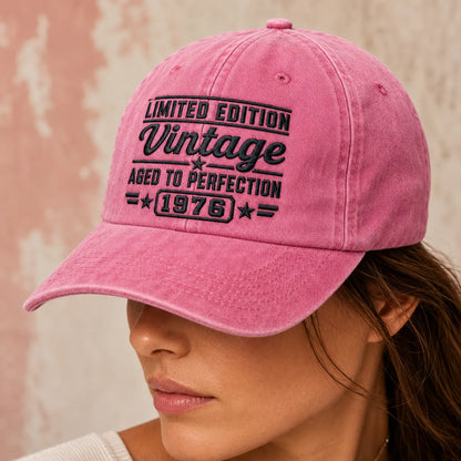 Custom Vintage Birth Year Gear Washed Cap - washed cap - alternate angle