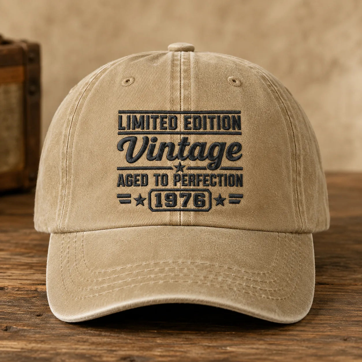 Custom Vintage Birth Year Gear Washed Cap - washed cap - side view