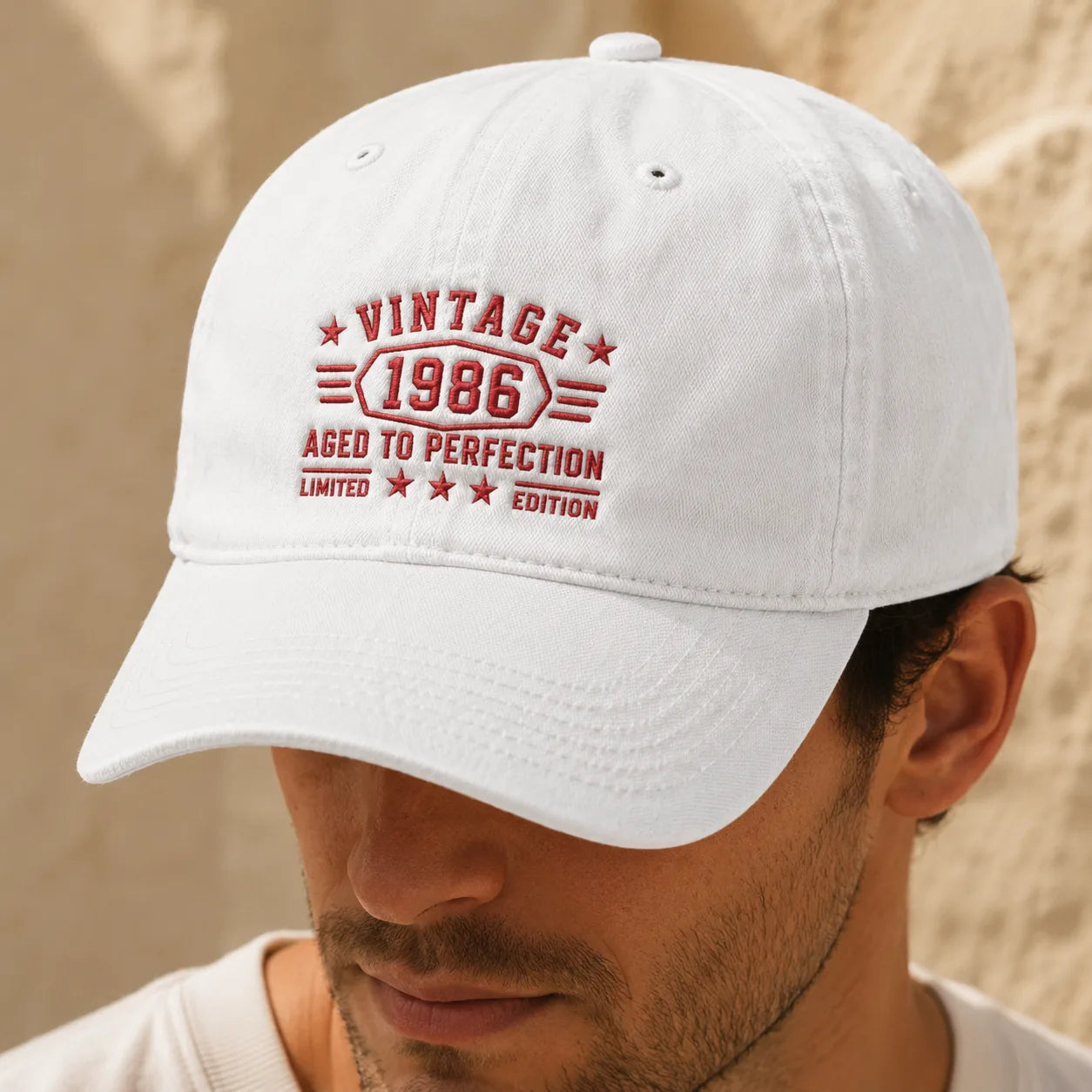 Custom Vintage Birth Year Washed Cap - washed cap - detail