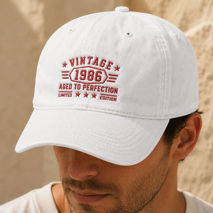 Custom Vintage Birth Year Washed Cap - washed cap - detail