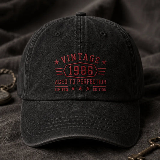 Custom Vintage Birth Year Washed Cap - washed cap - front view