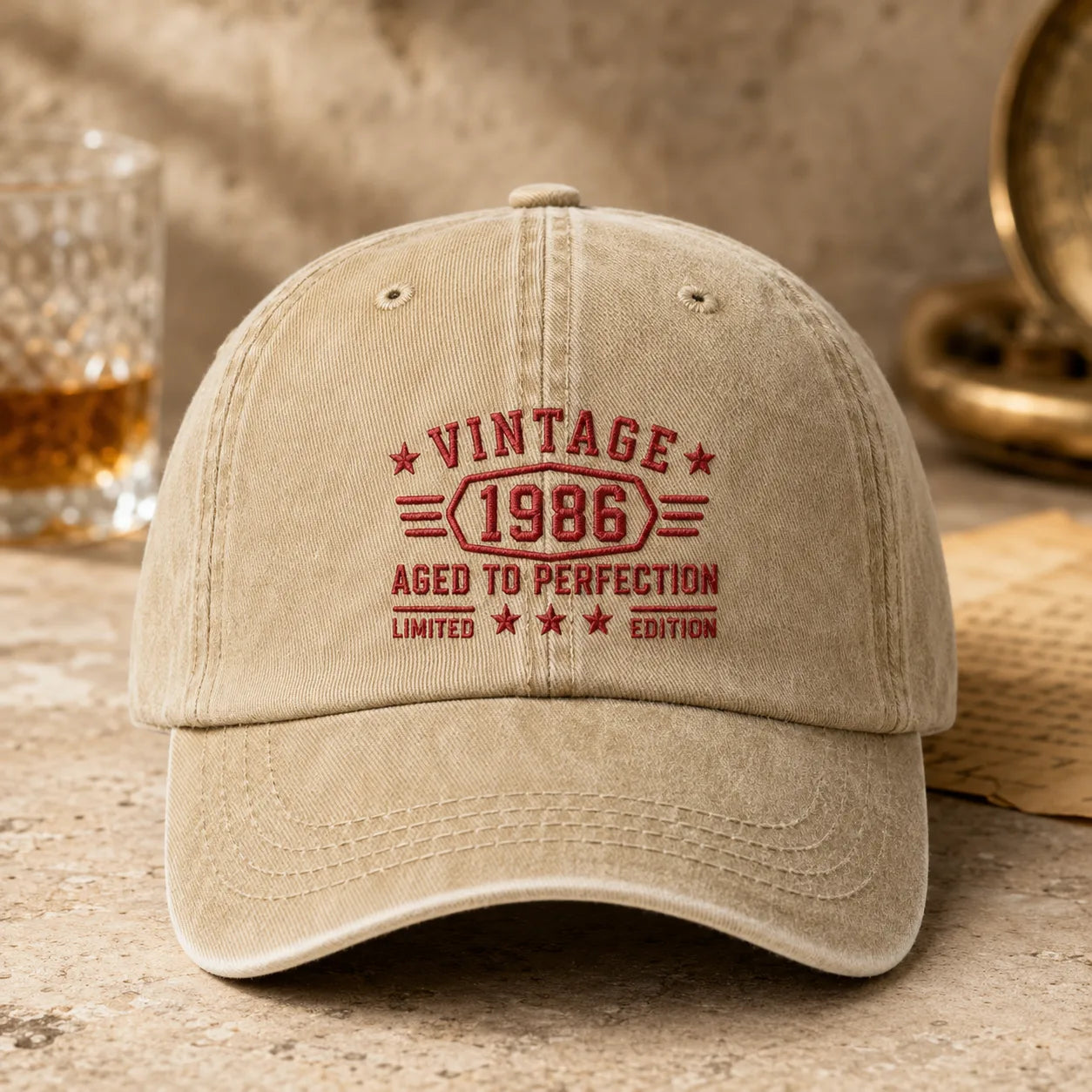 Custom Vintage Birth Year Washed Cap - washed cap - lifestyle